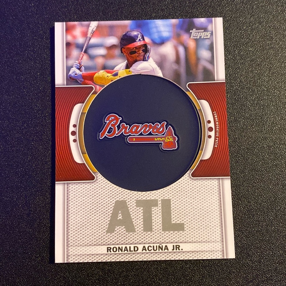 Topps 2023 series one, Ronald Acuña Jr., Team Logo Patch Relic Card